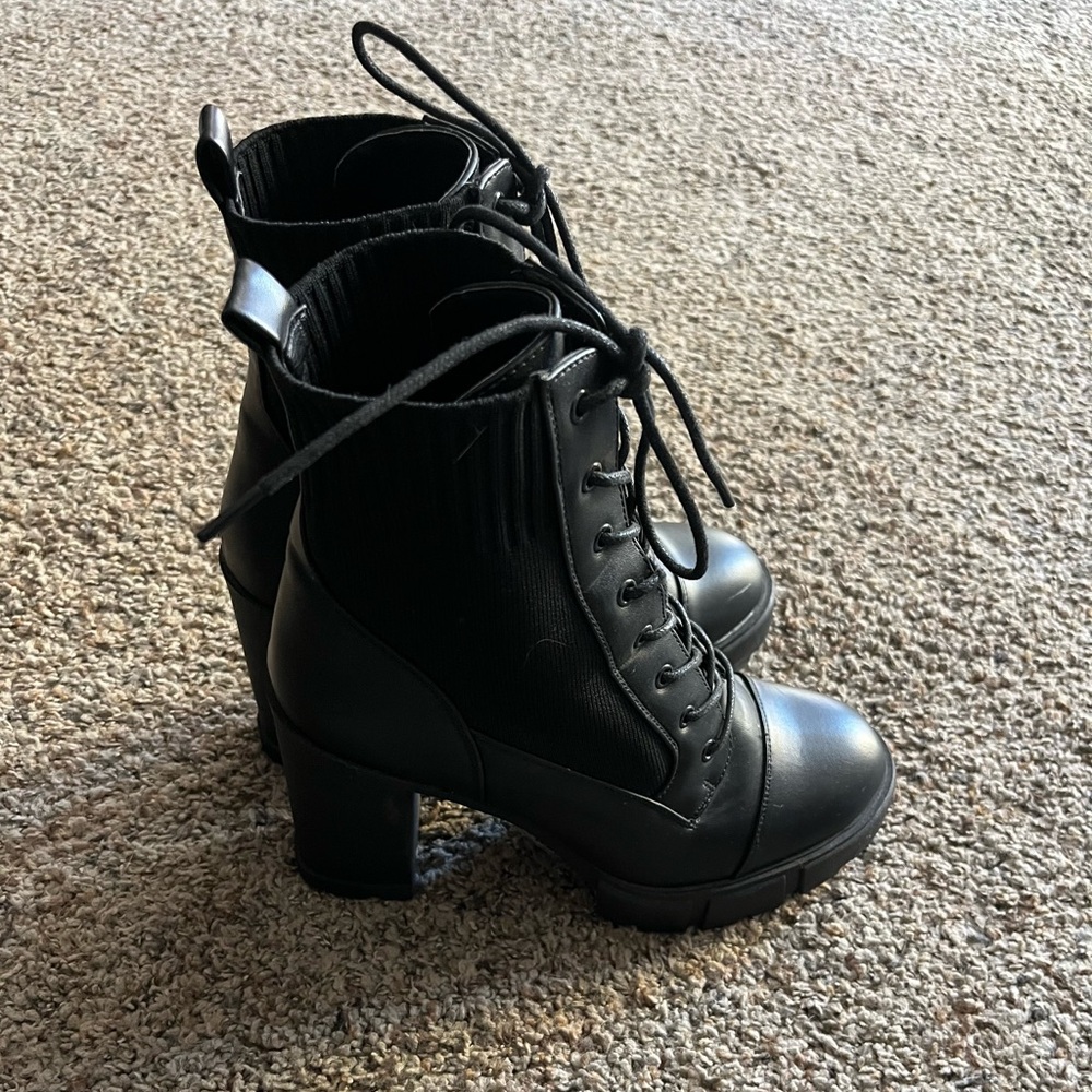 Black Lace-Up Ankle Boots